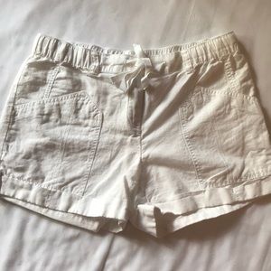 White linen shorts